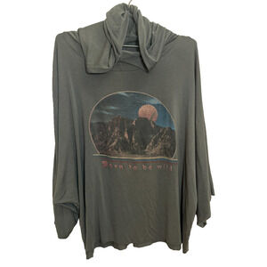 Life Clothing Co Hoodie Born To Be Wild Graphic Sage Green Oversized Soft NWT M